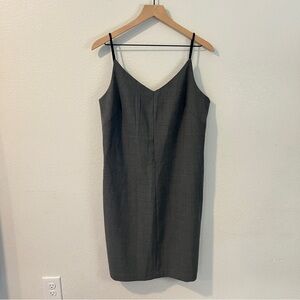 GAP Vintage Stretch Wool Leather Spaghetti Strap Sheath Dress Tie Back Cutout 12